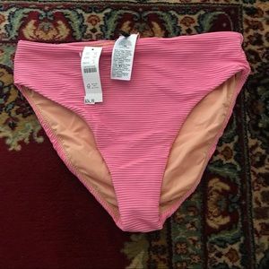 J. Crew Women's Pink Rib Bikini Bottom with High Cut Leg Size S AO826
